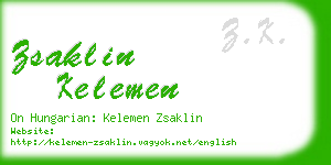 zsaklin kelemen business card